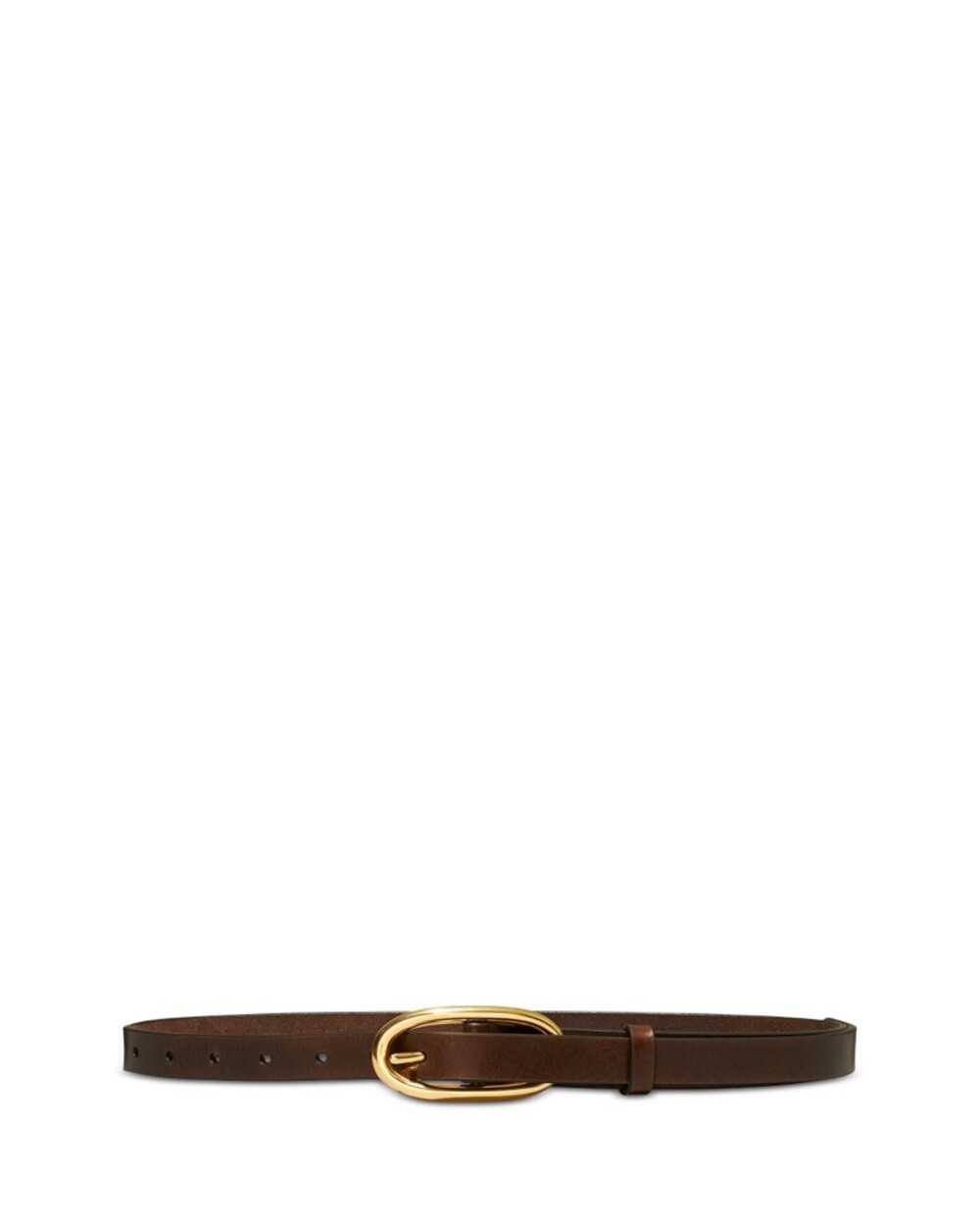 Tory Burch Large Pierced Buckle Leather Belt Chocolate XS